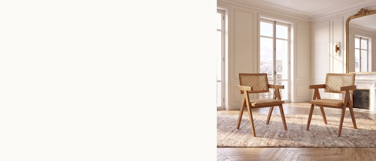 Pull up, sit back, stay. - Caulonia Cane-Back A-Frame Wood Dining Chair (Set of 2)