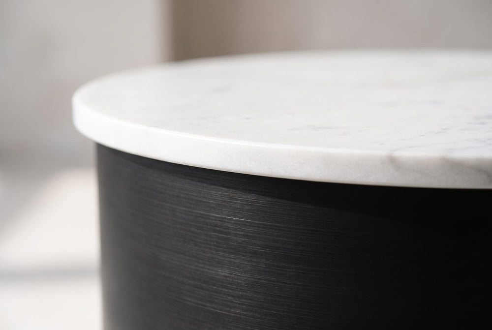 Marble on a black drum