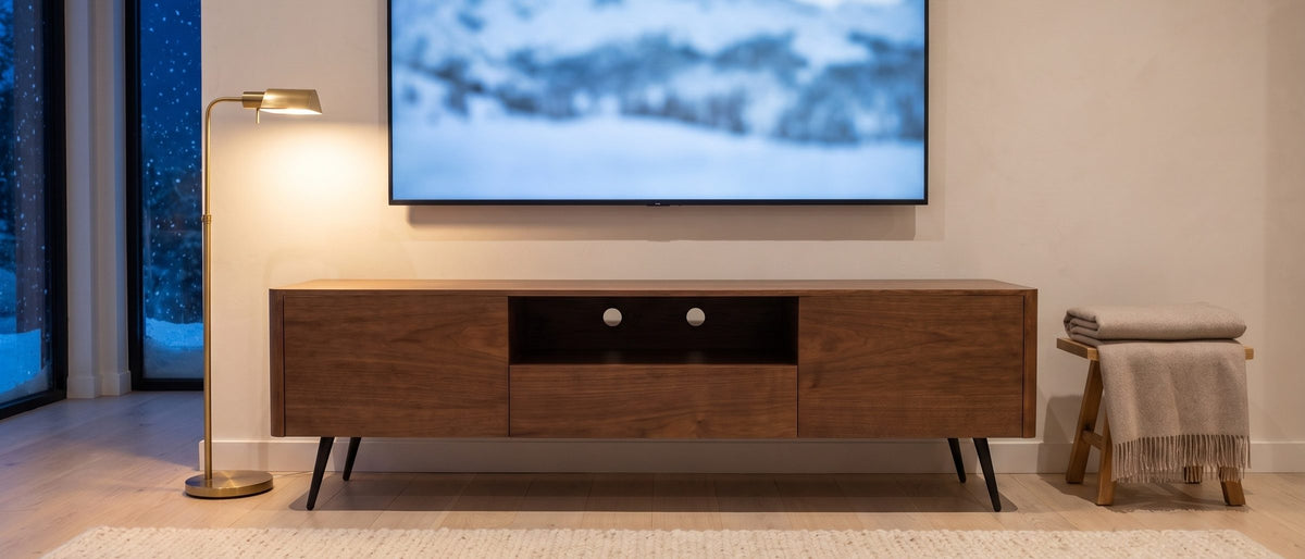 Movie night, upgraded. - Cernobbio Curved Walnut Media Console