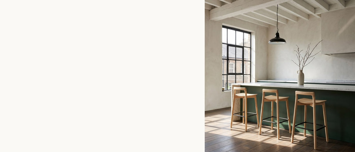 Pared back, on purpose. - Cervicati 26.5-Inch Solid Ash Low-Back Counter Stool