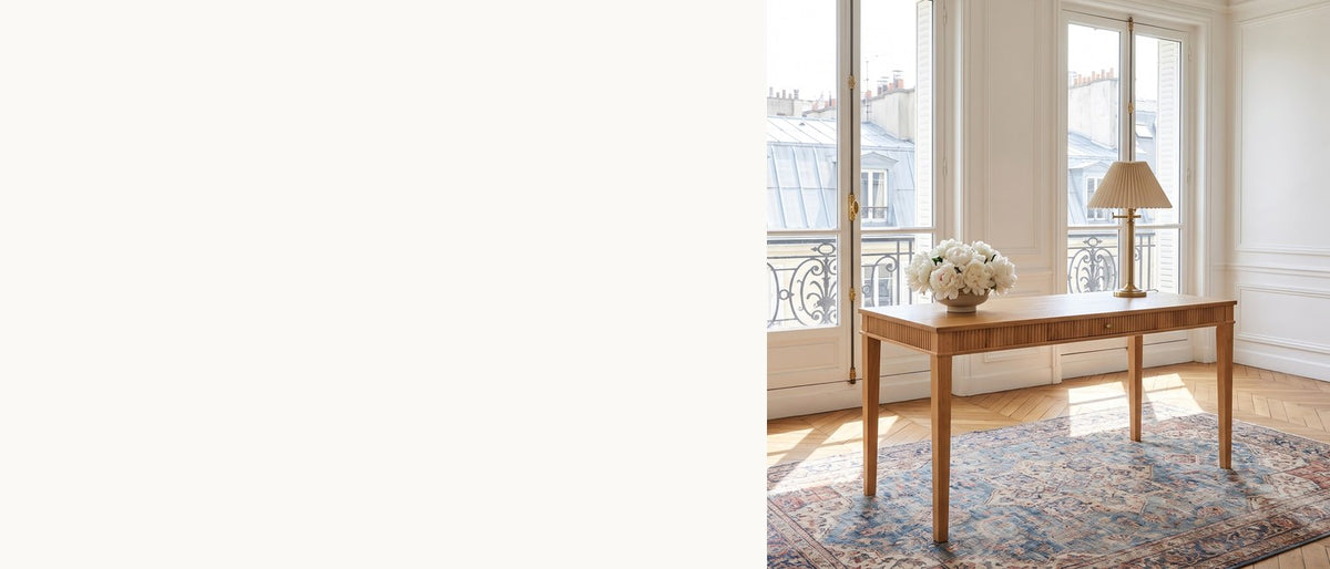 Reeded on every side. - Cessaniti 63-Inch 1-Drawer Reeded Rubberwood Writing Desk