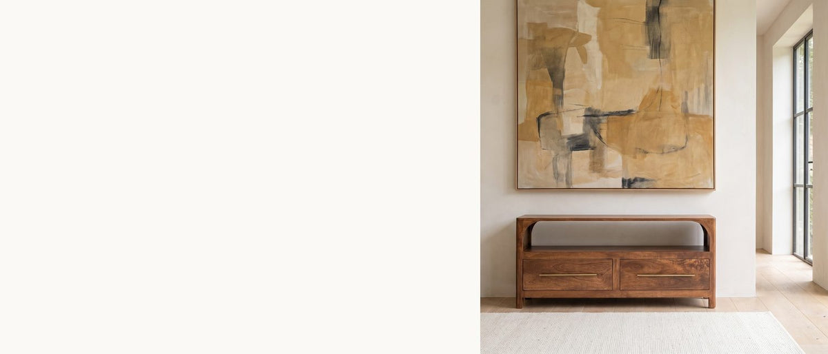 One arch, two drawers, solid mango. - Cherasco Arch Mango Media Console