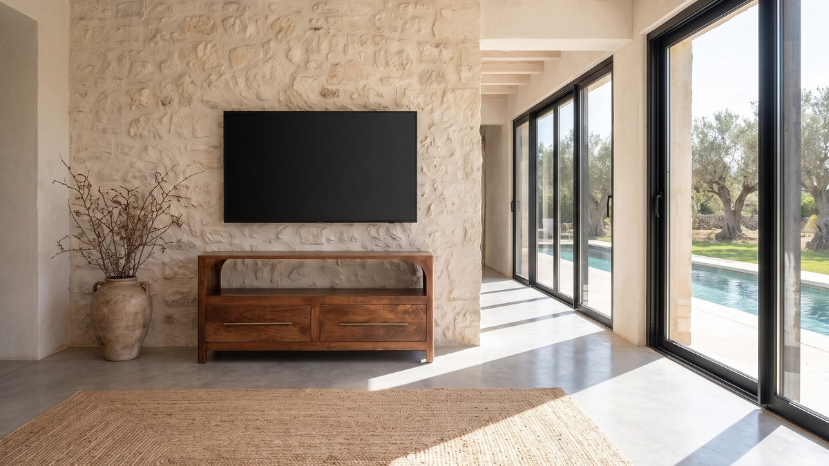 Cherasco Arch Mango Media Console in the room
