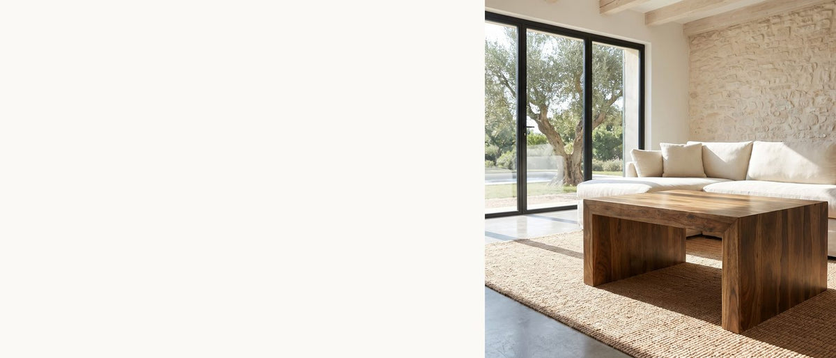 Solid sheesham, square and open. - Chieri 34-Inch Square Solid Sheesham Waterfall Coffee Table