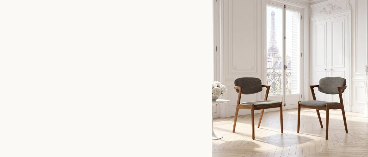 One line, drawn in wood. - Cirella Mid-Century Z-Frame Walnut Finish Fabric Dining Chair (Set of 2)