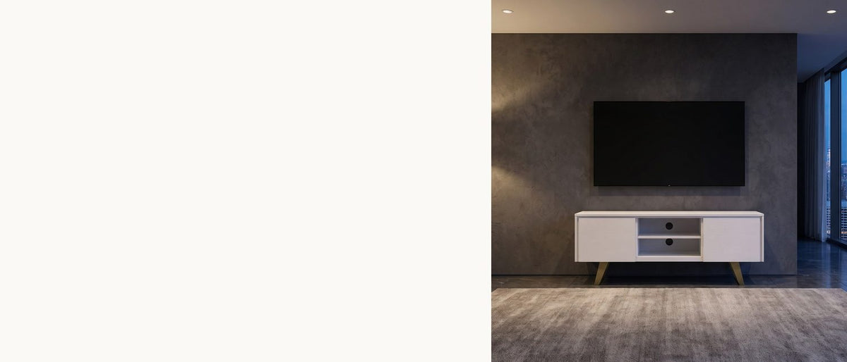 White, with the grain still showing. - Cittadella White Media Console