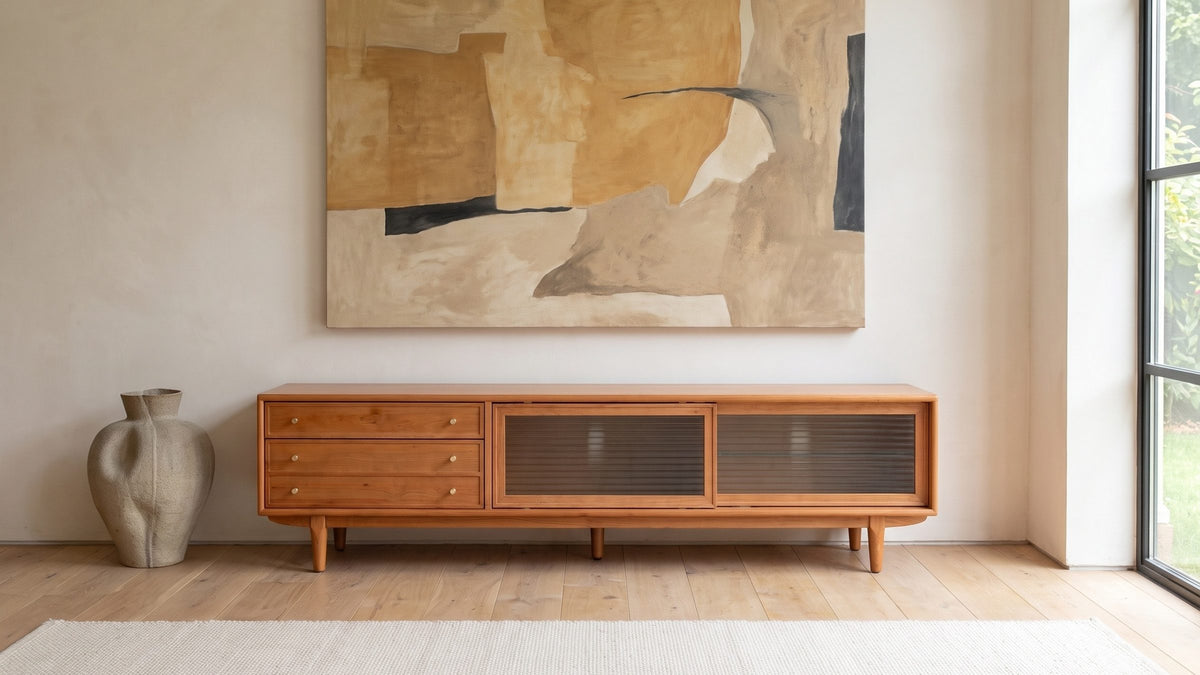 Cividale Solid Cherry Media Console in the room