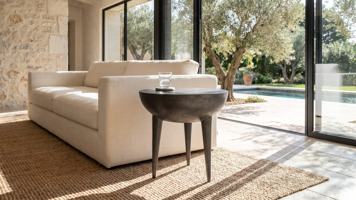Metal with a soft shape. - Colledara Cast Aluminum Bowl Side Table