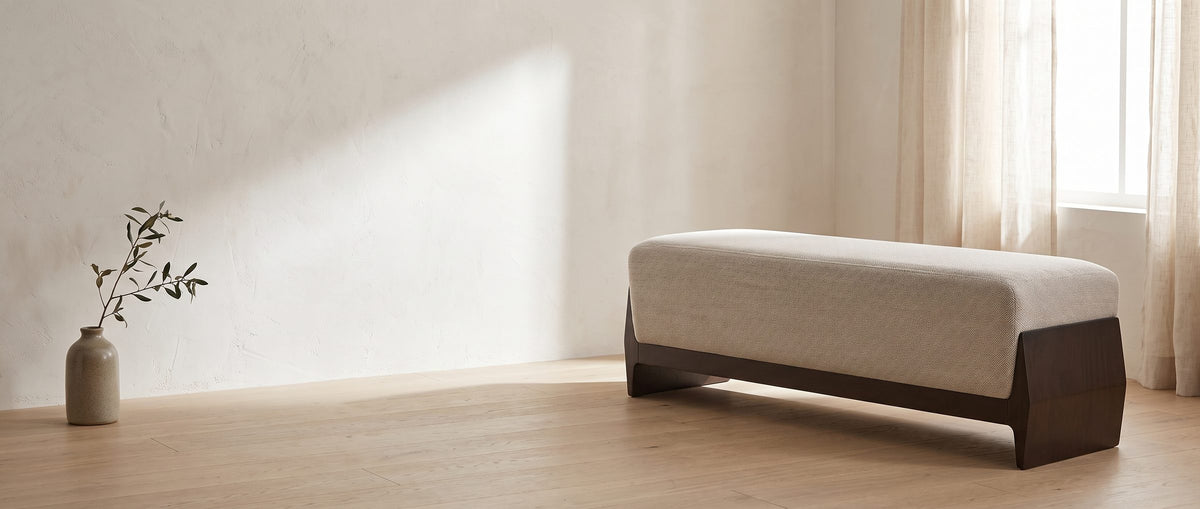 One cushion, two panels, nothing extra. - Como Wood Cradle Bench