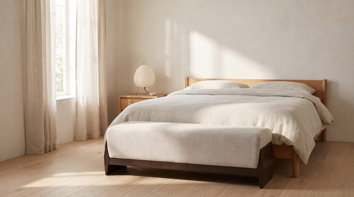 Como Wood Cradle Bench in the room