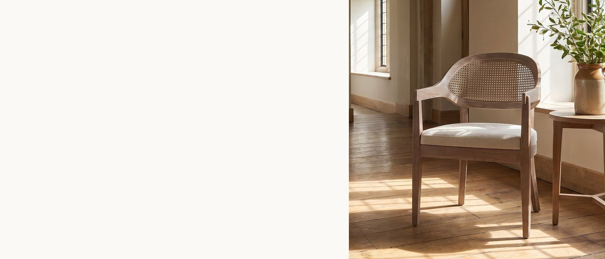 Oak, cane and a curve. - Corigliano Cane-Back Solid Oak Dining Chair