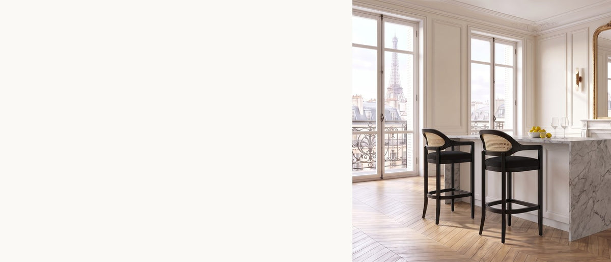 Black oak, pale cane. - Cortale 30.5-Inch Cane-Back Black Oak Bar Stool