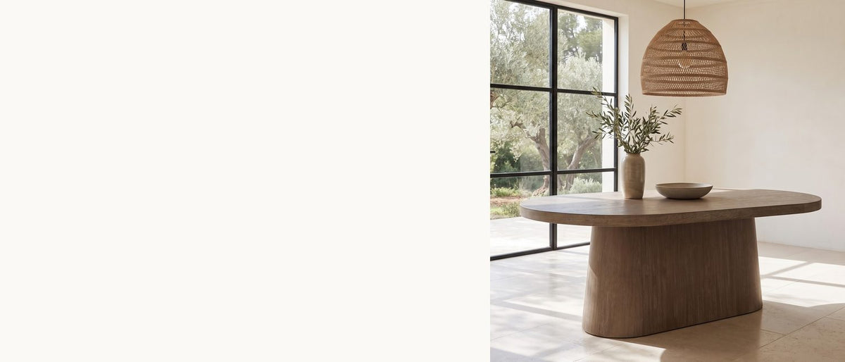 A long oval on one slab. - Cotronei 84-Inch Oval Cocoa Wood Veneer Pedestal Dining Table