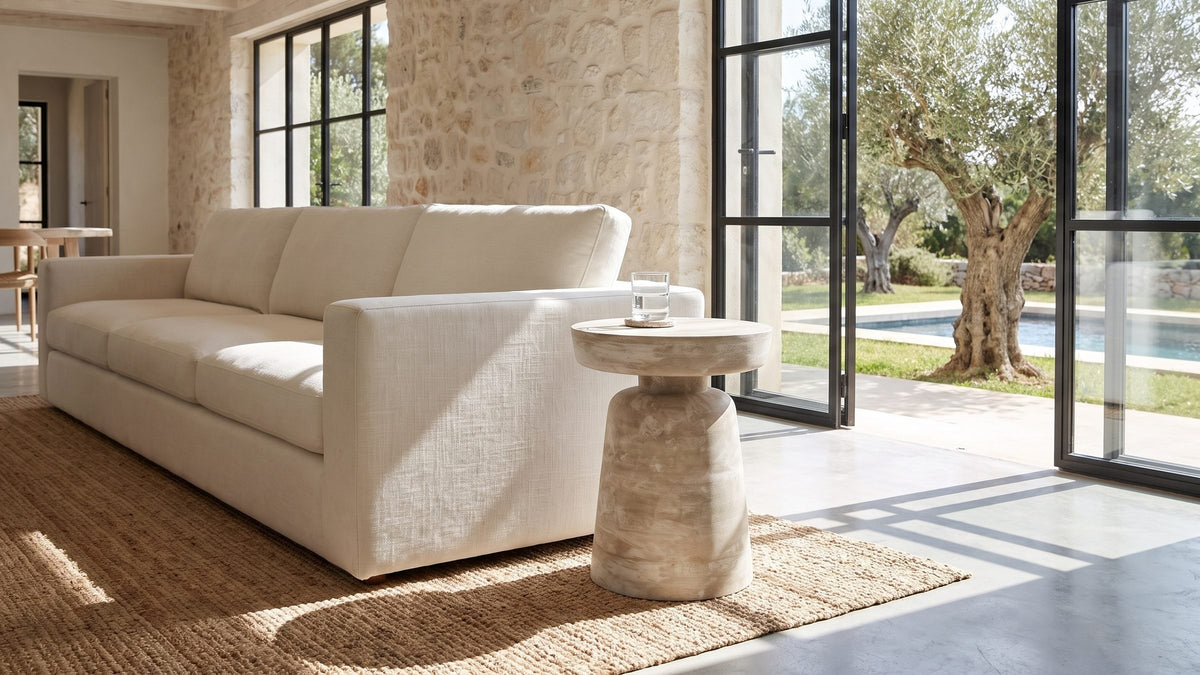 Soft colour, solid wood. - Craco Whitewashed Mango Pedestal Side Table
