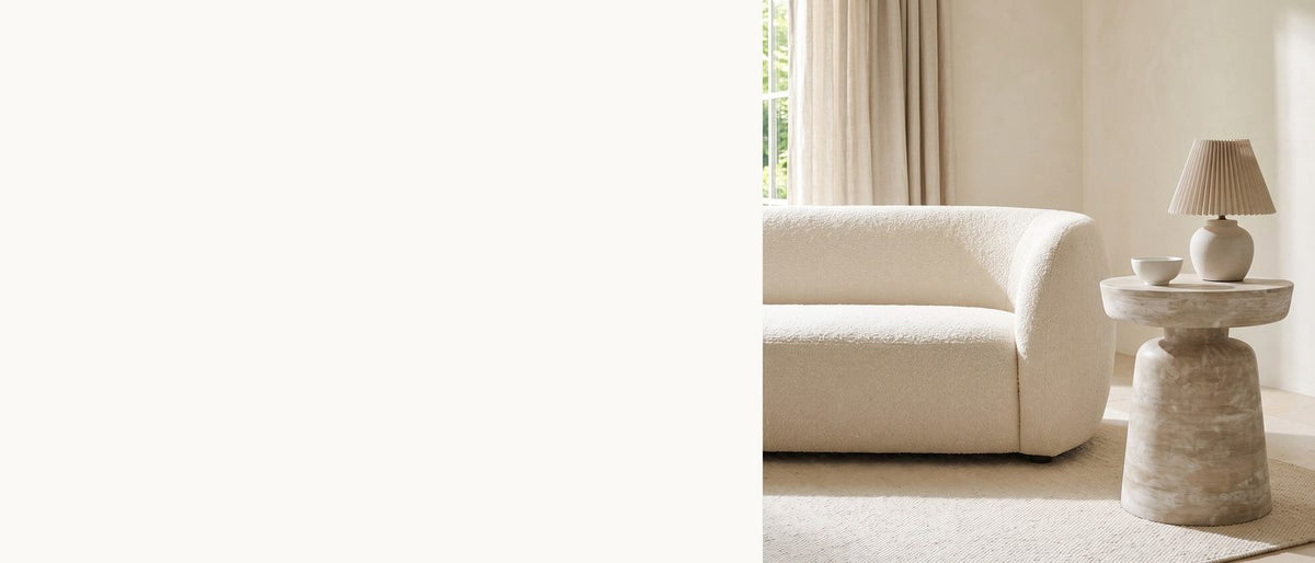 Top, waist and cone, in pale mango. - Craco Whitewashed Mango Pedestal Side Table