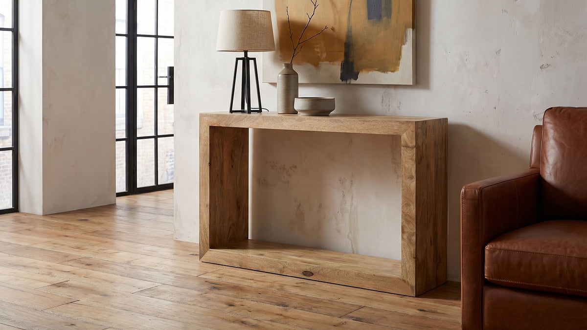 One open frame of mango. - Crispiano Mango Wood Open Frame Console Table