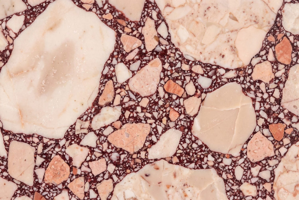 Cream fragments, burgundy crackle