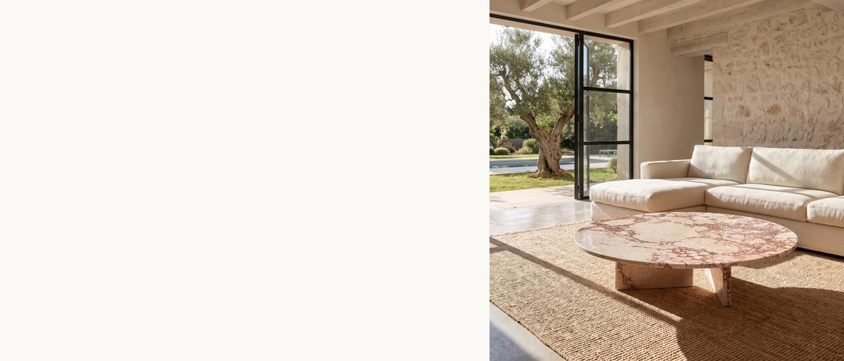 Rosa stone, laid low. - Elba Rosa Marble Coffee Table