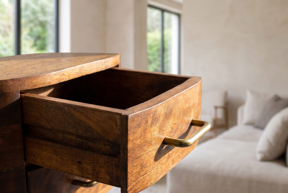 Four drawers, brass pulls