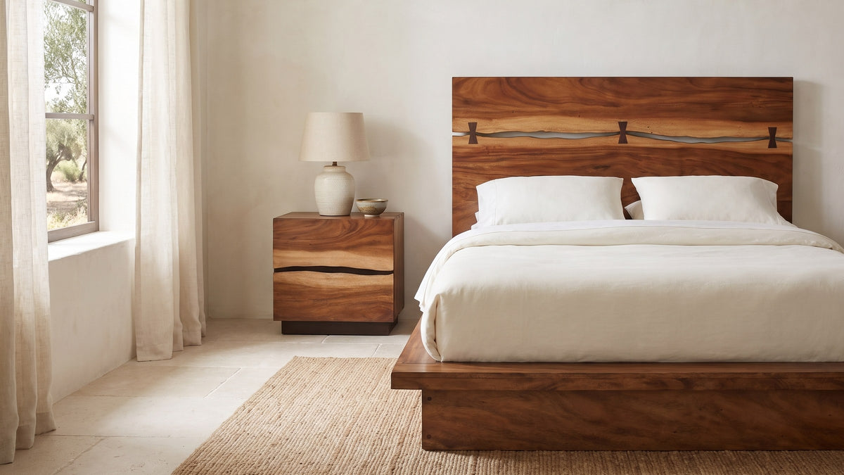 Grain first, hardware never. - Fabriano Smokey Walnut Live-Edge-Style Bedroom Set