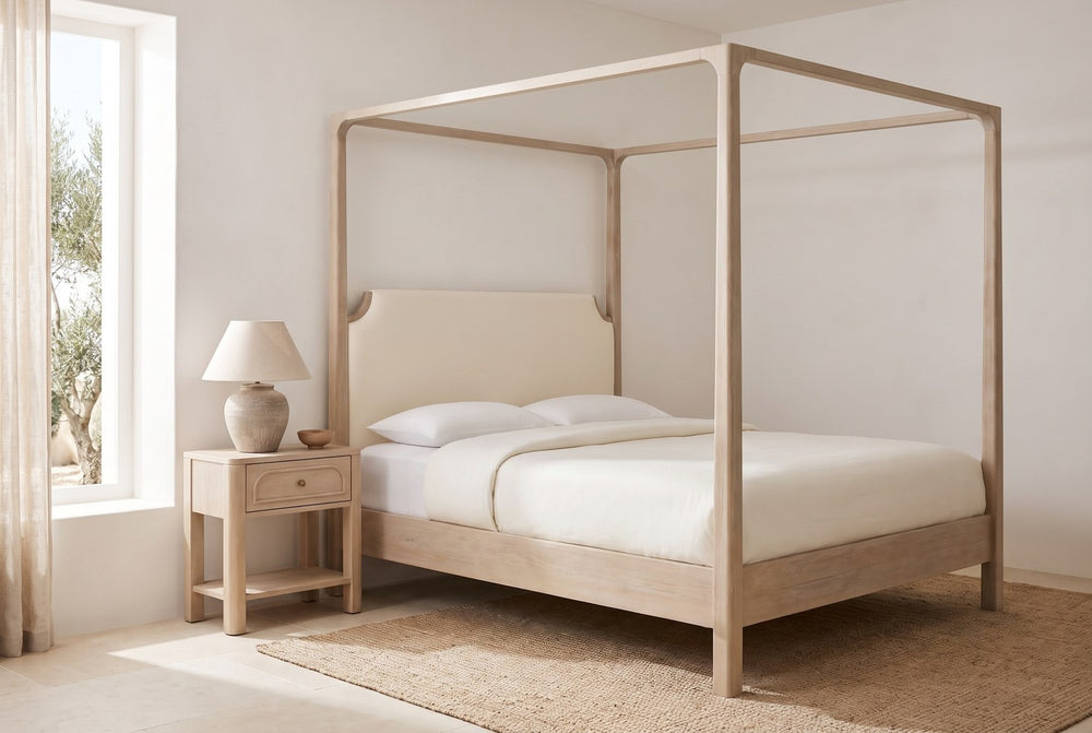 By the canopy bed