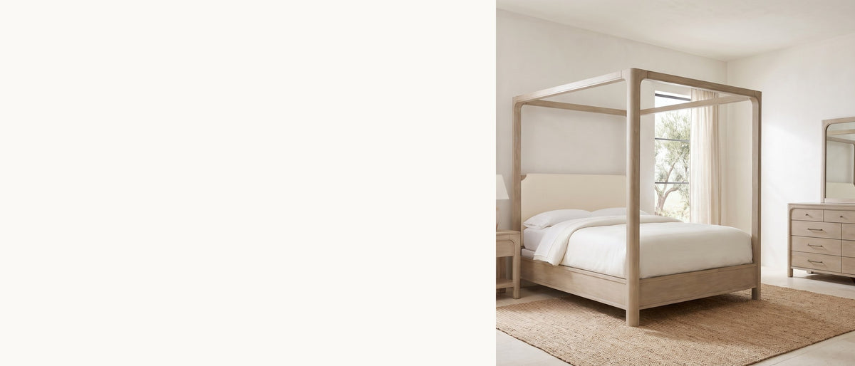 Canopy bed, soft arches. - Fermo Weathered Mango Canopy Bedroom Set