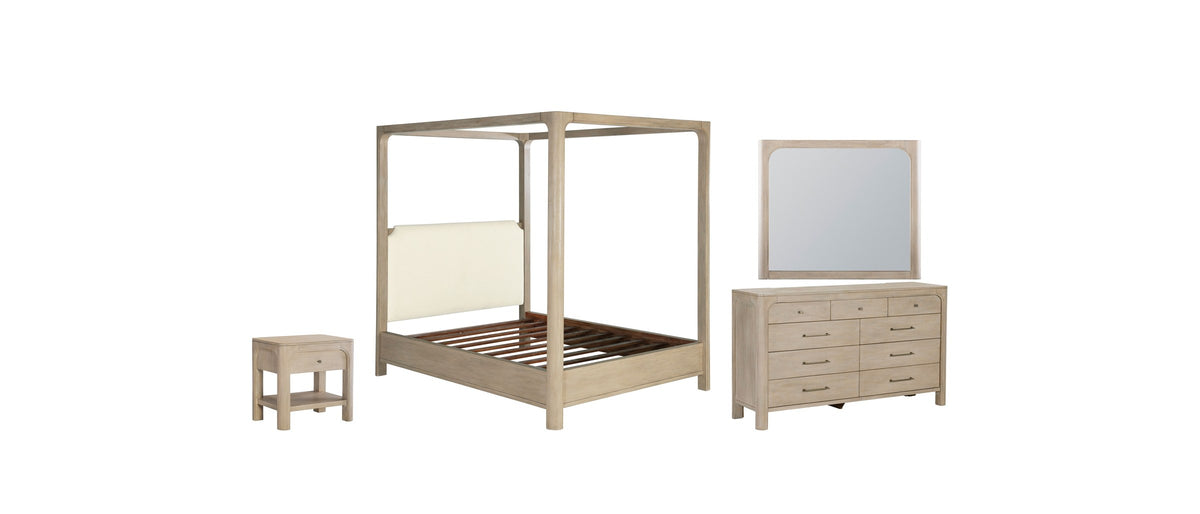 Fermo Weathered Mango Canopy Bedroom Set: Everything in one finish.