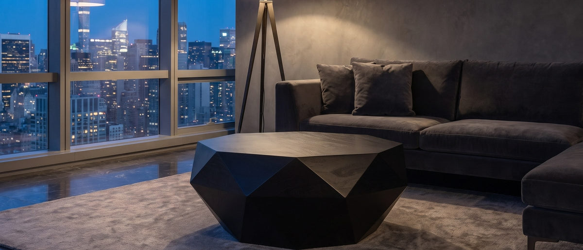 Follonica Faceted Acacia Coffee Table in the room