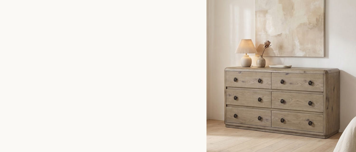 Knotty oak, soft edges. - Fonzaso 66-Inch Weathered Knotty Oak 6-Drawer Dresser