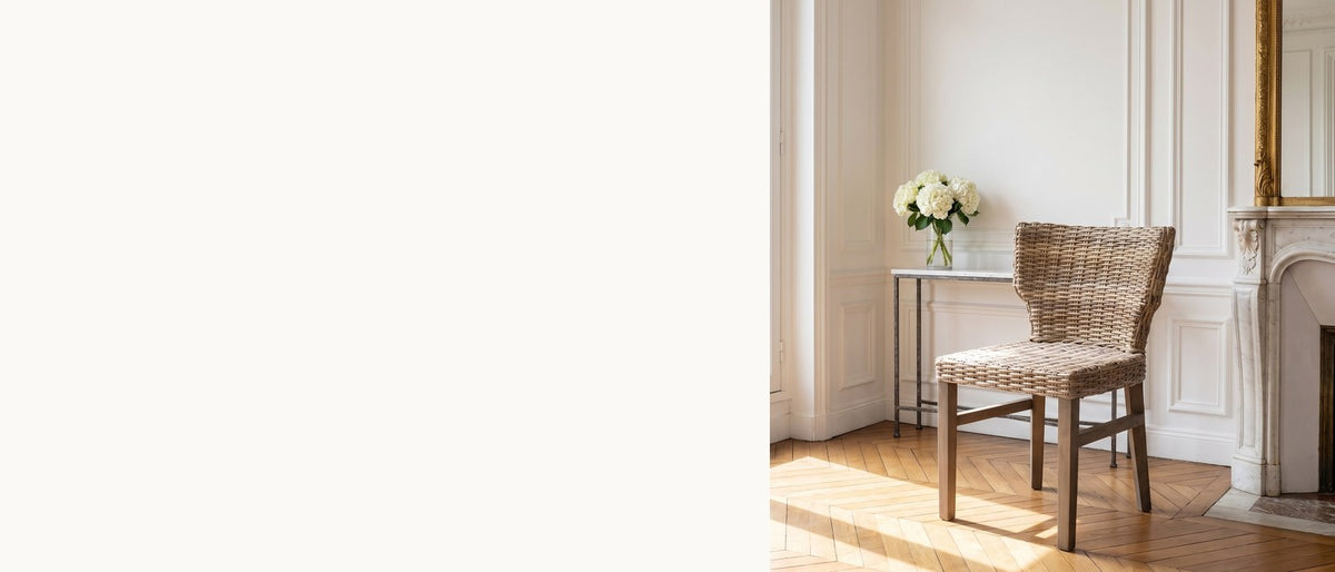 A wingback for the table. - Frascineto Wingback Grey Rattan Dining Chair