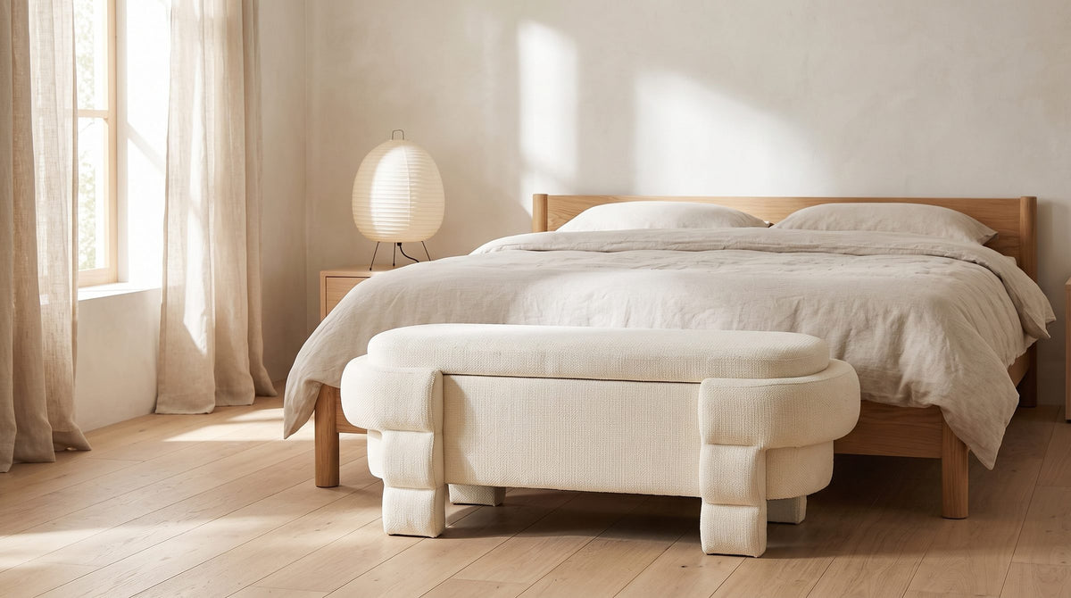 Gaeta Oval Storage Bench in the room