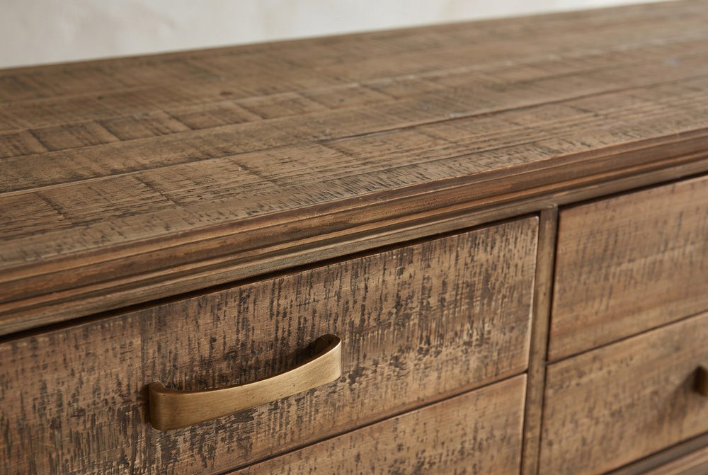 Brass-finish pulls, sawn fir