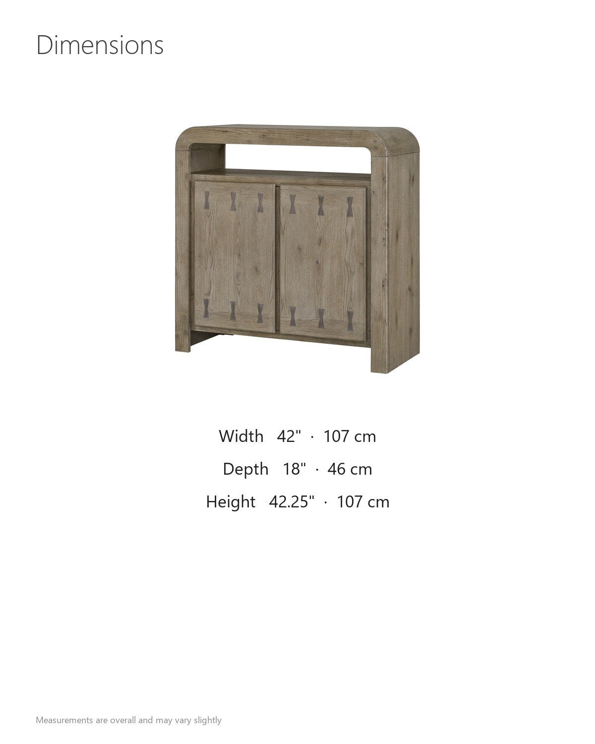Gimigliano 42-Inch 2-Door Knotty Oak Veneer Bar Cabinet with Wine Storage dimensions