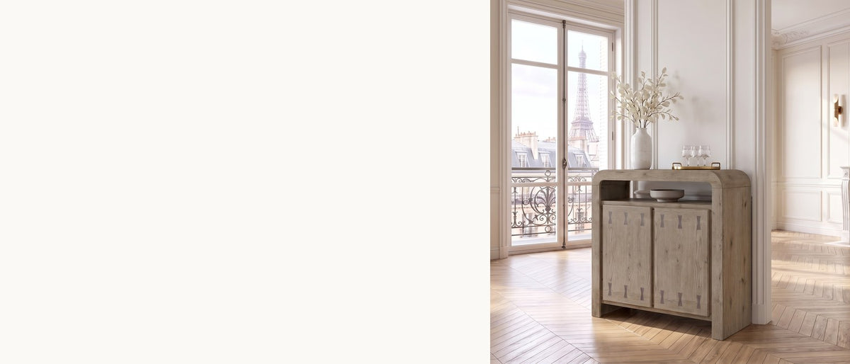Soft curves, knotty oak. - Gimigliano 42-Inch 2-Door Knotty Oak Veneer Bar Cabinet with Wine Storage