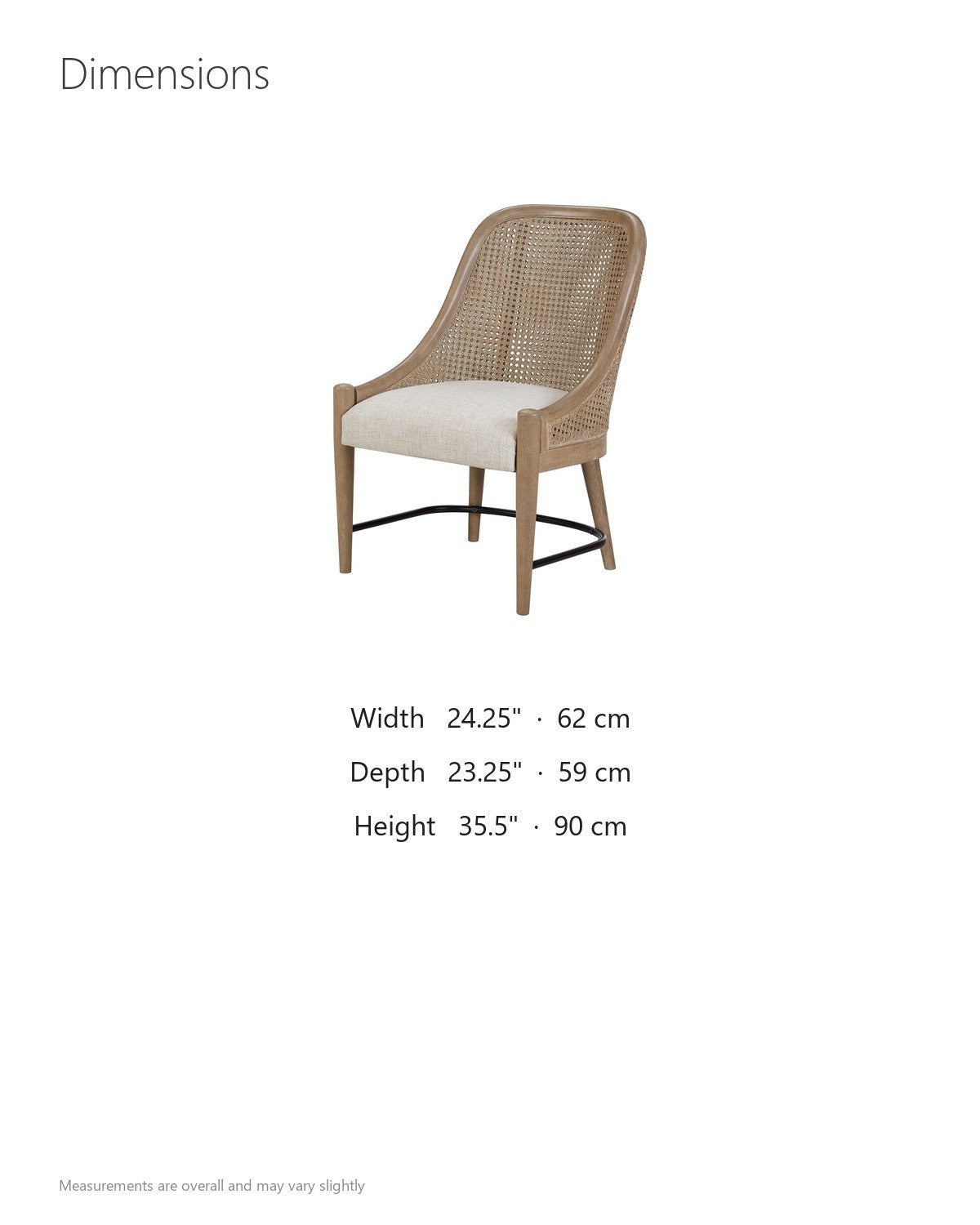 Gioiosa Cane-Back Upholstered Wood Dining Chair (Set of 2) dimensions