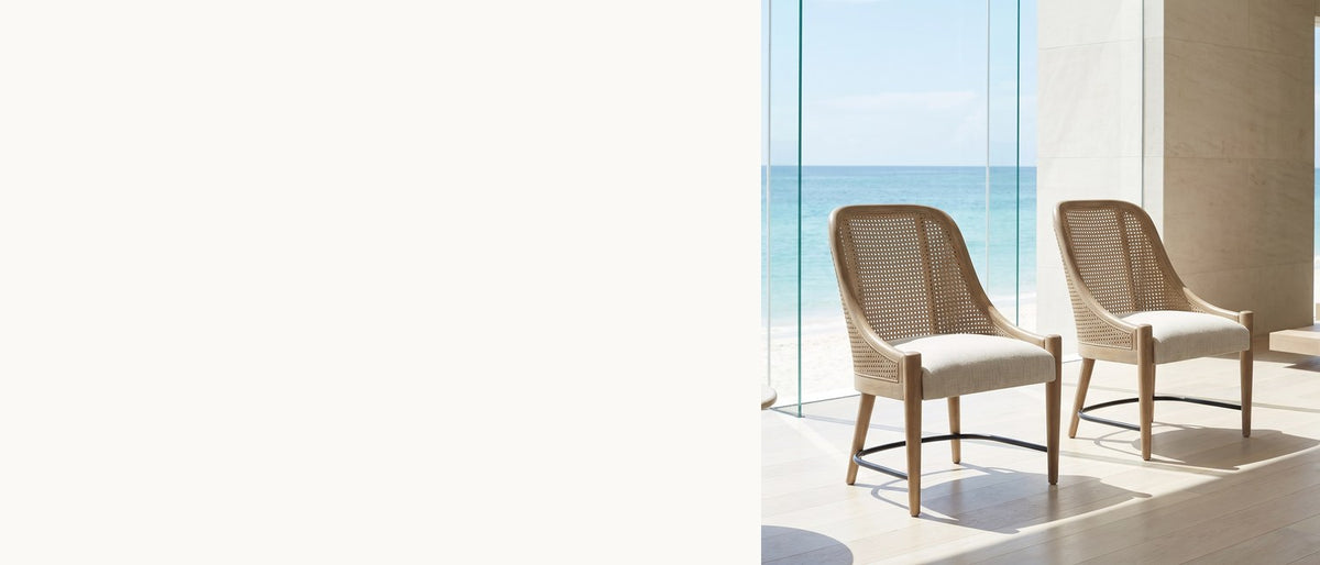 Light through every curve. - Gioiosa Cane-Back Upholstered Wood Dining Chair (Set of 2)