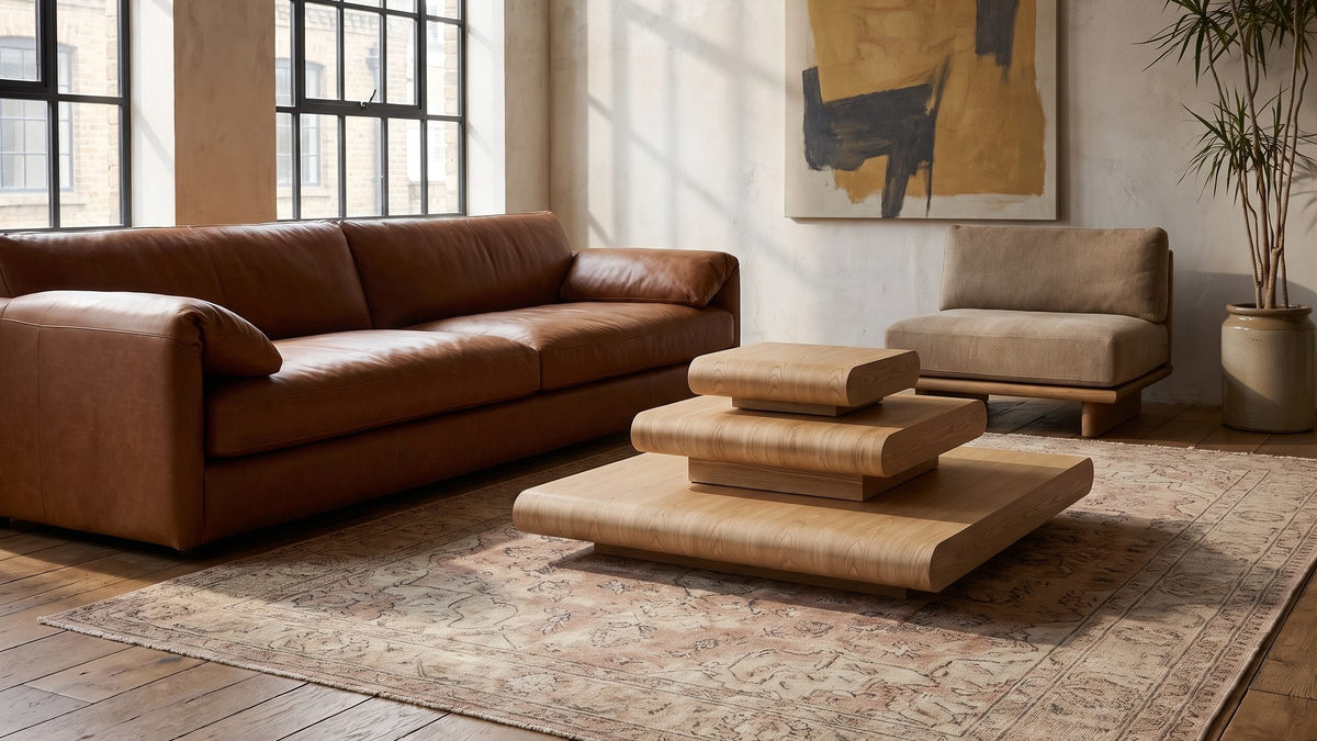 A table you can rearrange. - Ischia Natural Wood Veneer Stacking Coffee Table