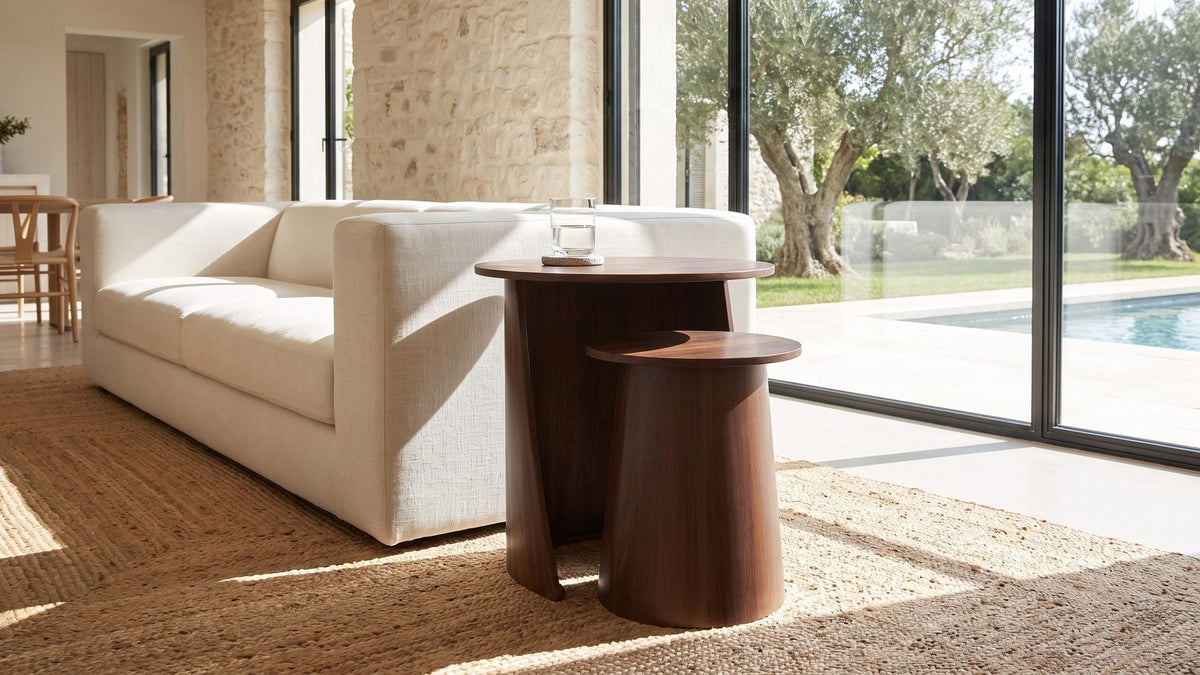 Dark mango, two soft shapes. - Laurenzana Dark Brown Mango Nesting Side Tables, Set of 2