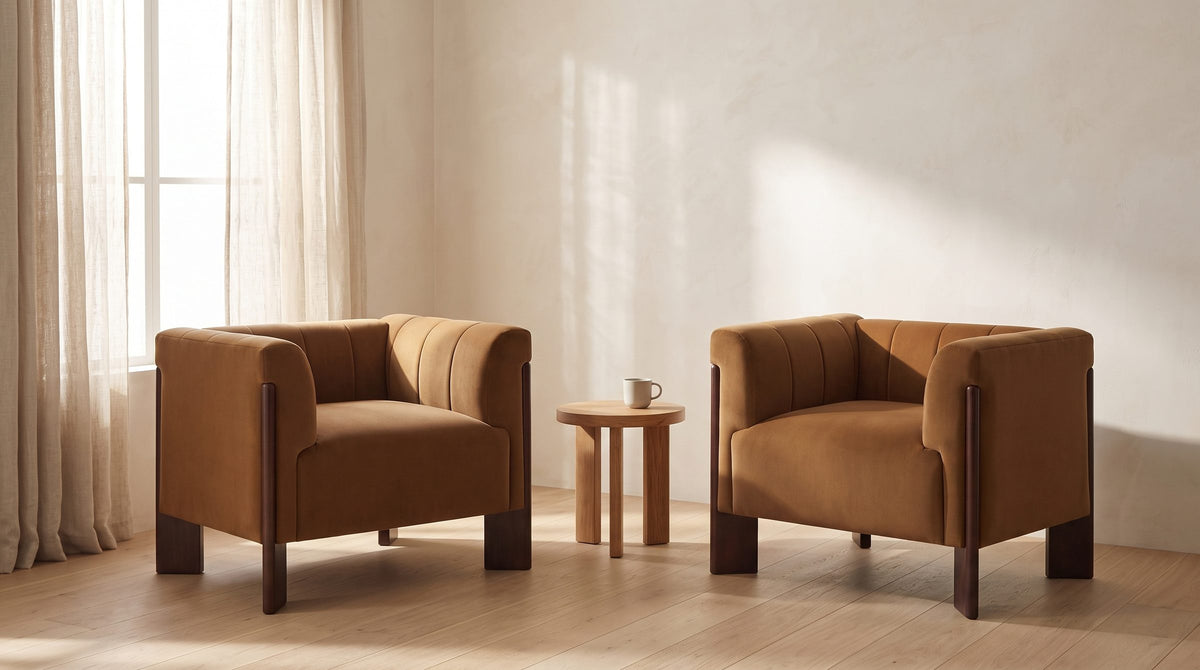 Made to face a sofa. - Lecce Channel Velvet Armchair