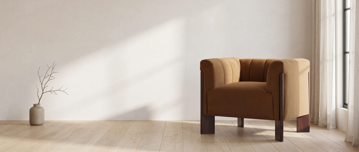 A chair that holds its corner. - Lecce Channel Velvet Armchair