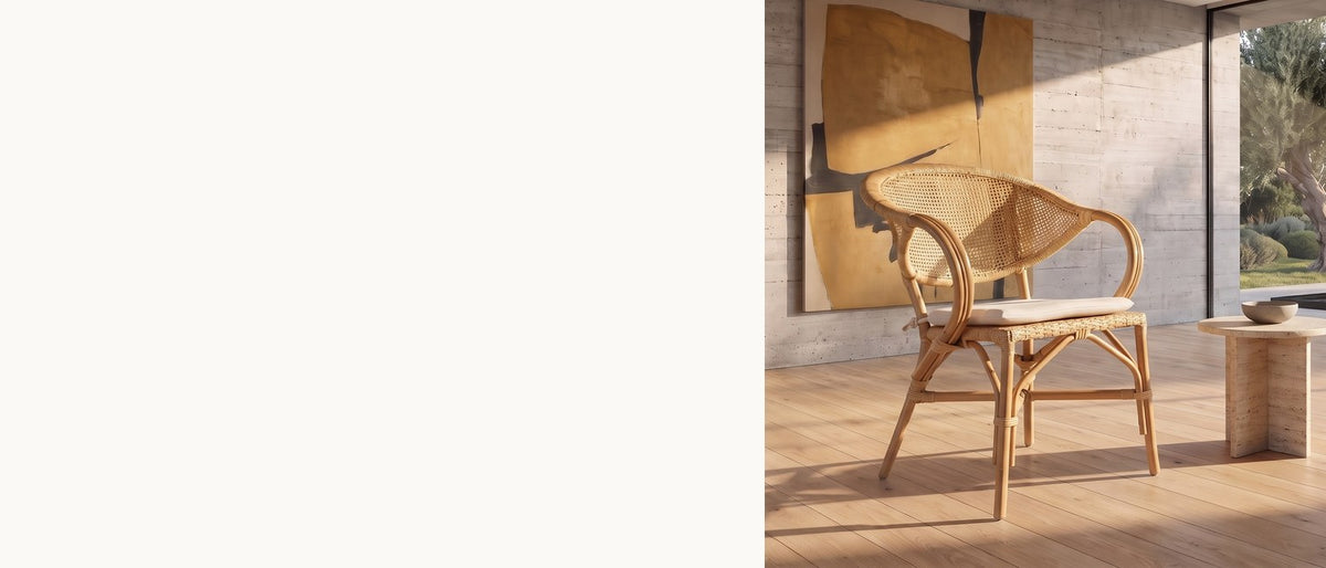 Made for long lunches. - Longobardi Oval-Back Natural Rattan Dining Chair