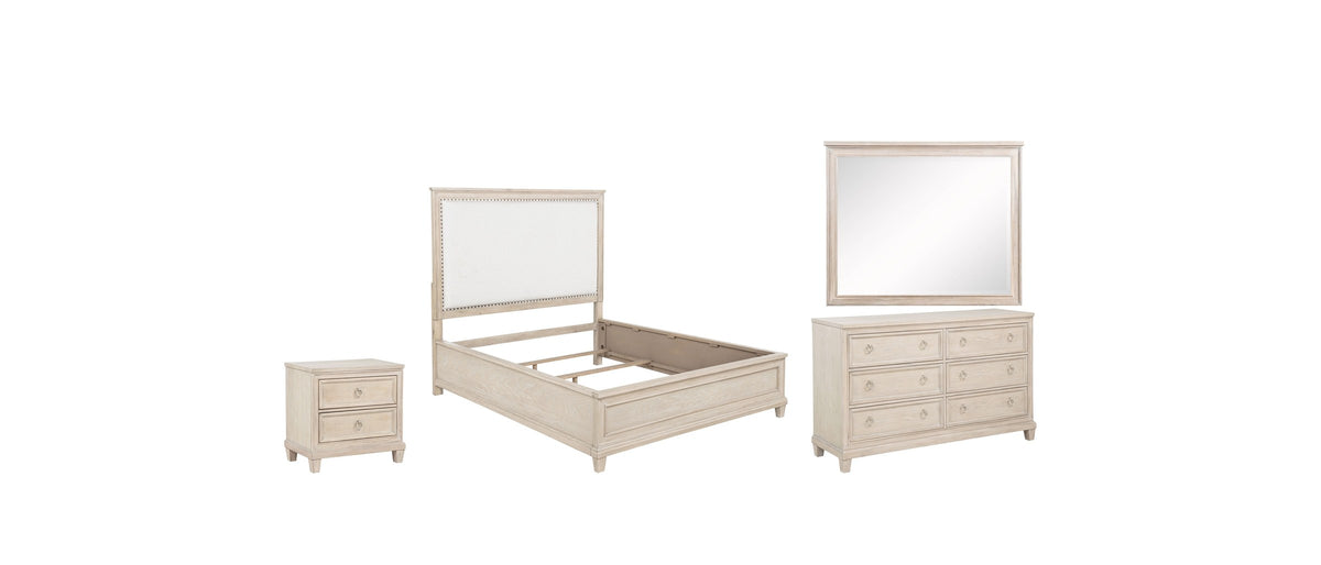 Loreto Washed Oak Upholstered Bedroom Set: Build the set you need.