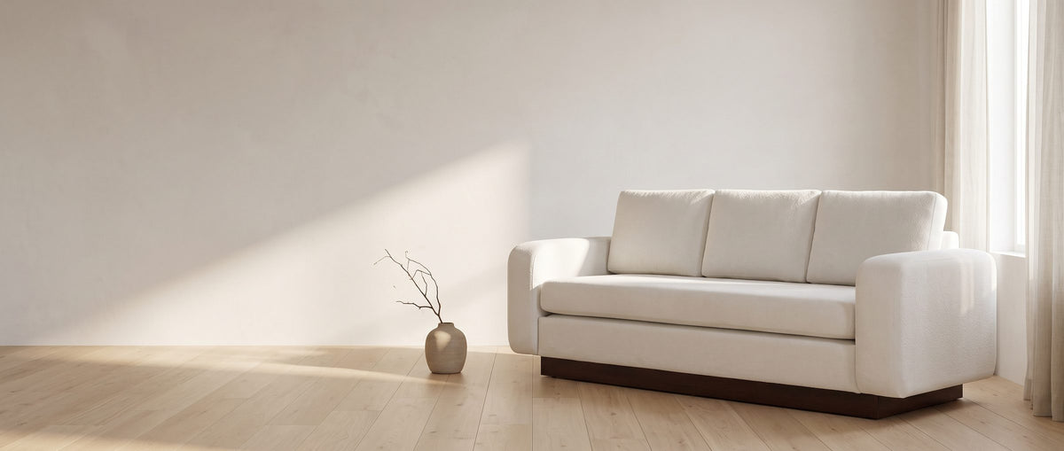 Clean lines, soft corners. - Lucca Plinth-Base Sofa