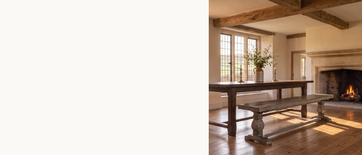 The farmhouse table, as a bench. - Maierato 66-Inch Reclaimed Pine Pedestal Dining Bench, Seats 3