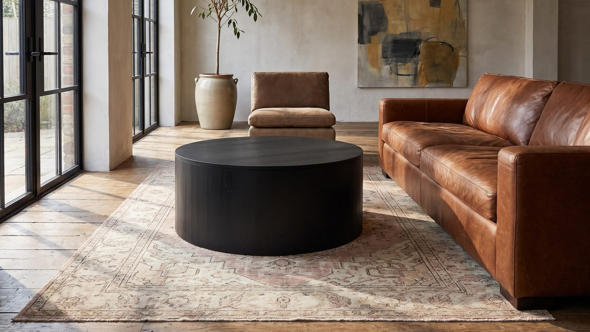 A dark centre for the room. - Marostica Black Mango Drum Coffee Table