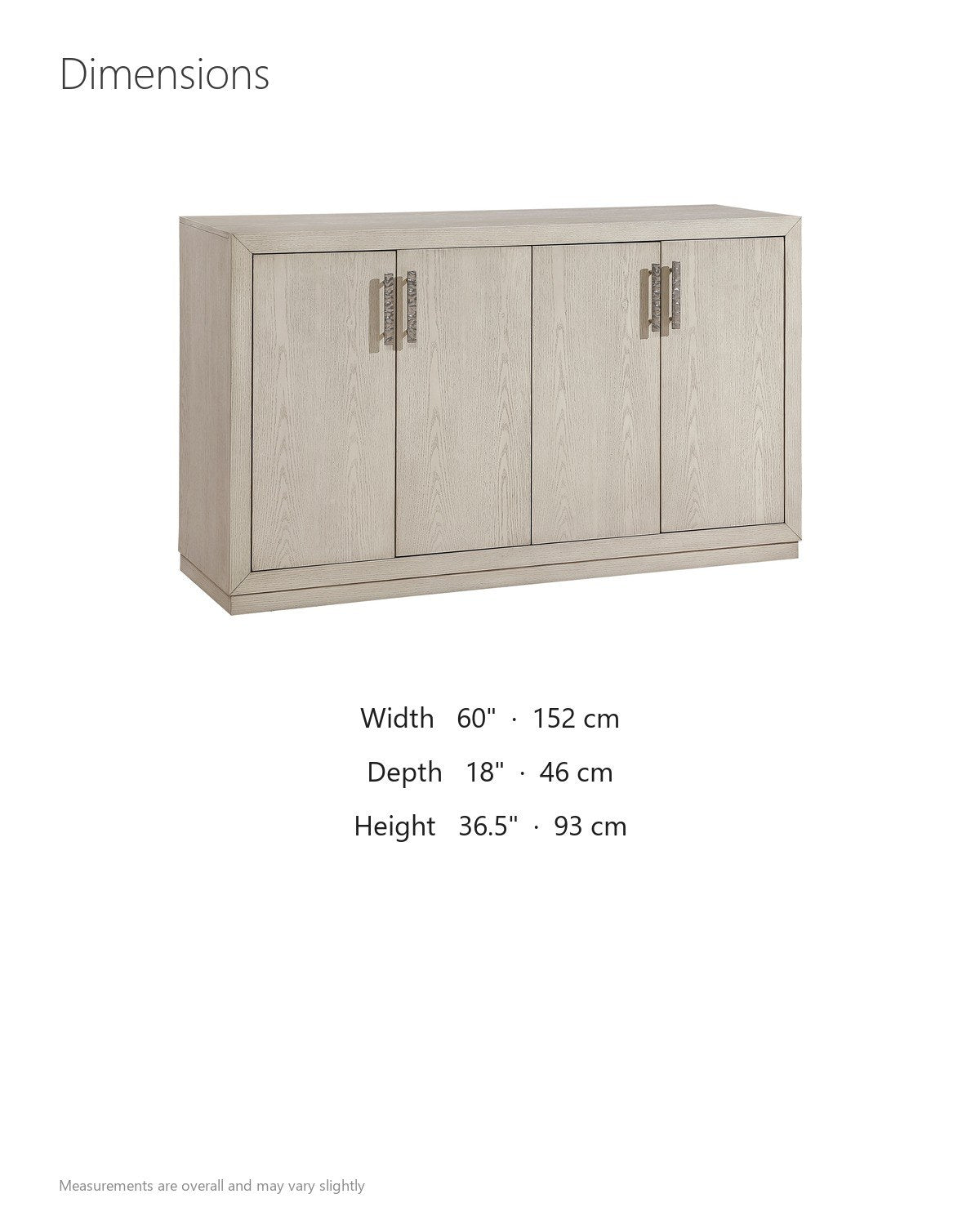 Martirano 60-Inch 4-Door Antique White Oak Veneer Sideboard dimensions