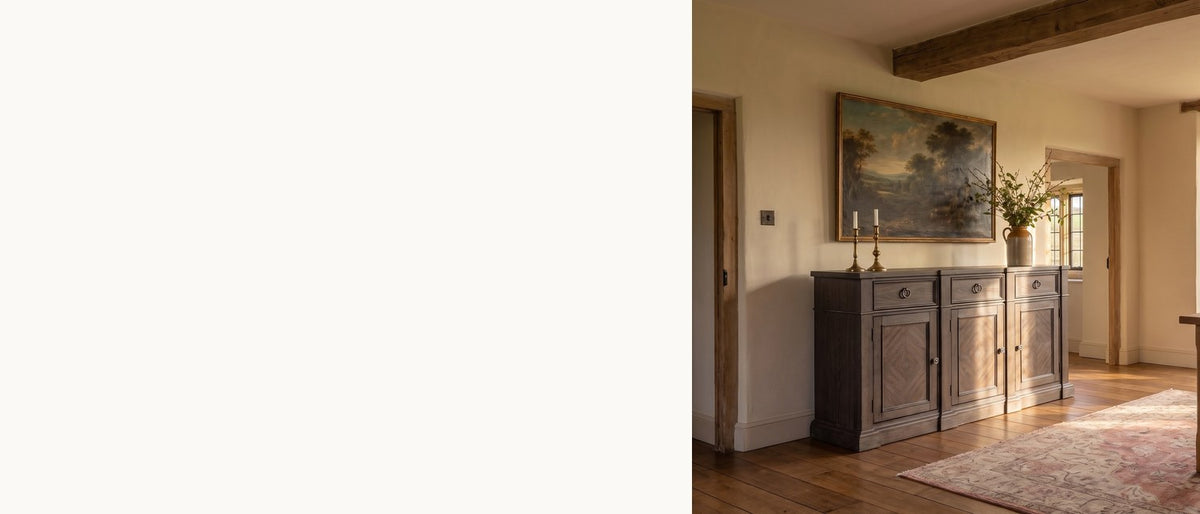 Traditional lines, relaxed finish. - Miglierina 67-Inch 3-Drawer 3-Door Ash Veneer Breakfront Sideboard