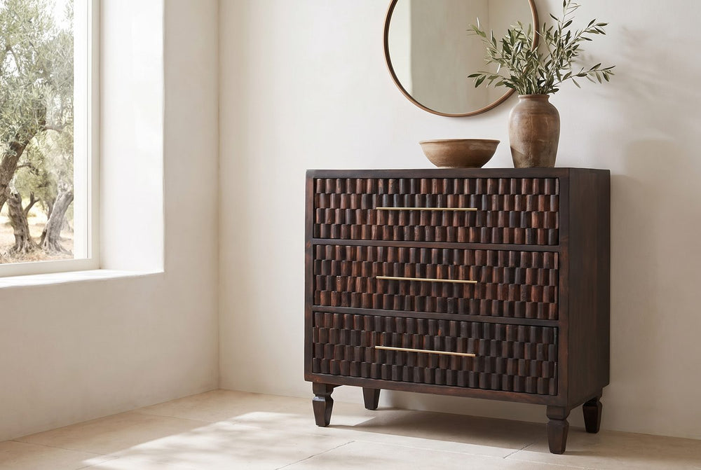Three carved drawers
