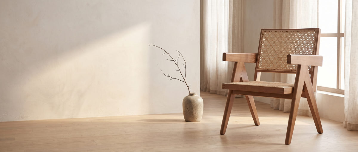 Light on its feet, easy to place. - Modena Cane Lounge Chair