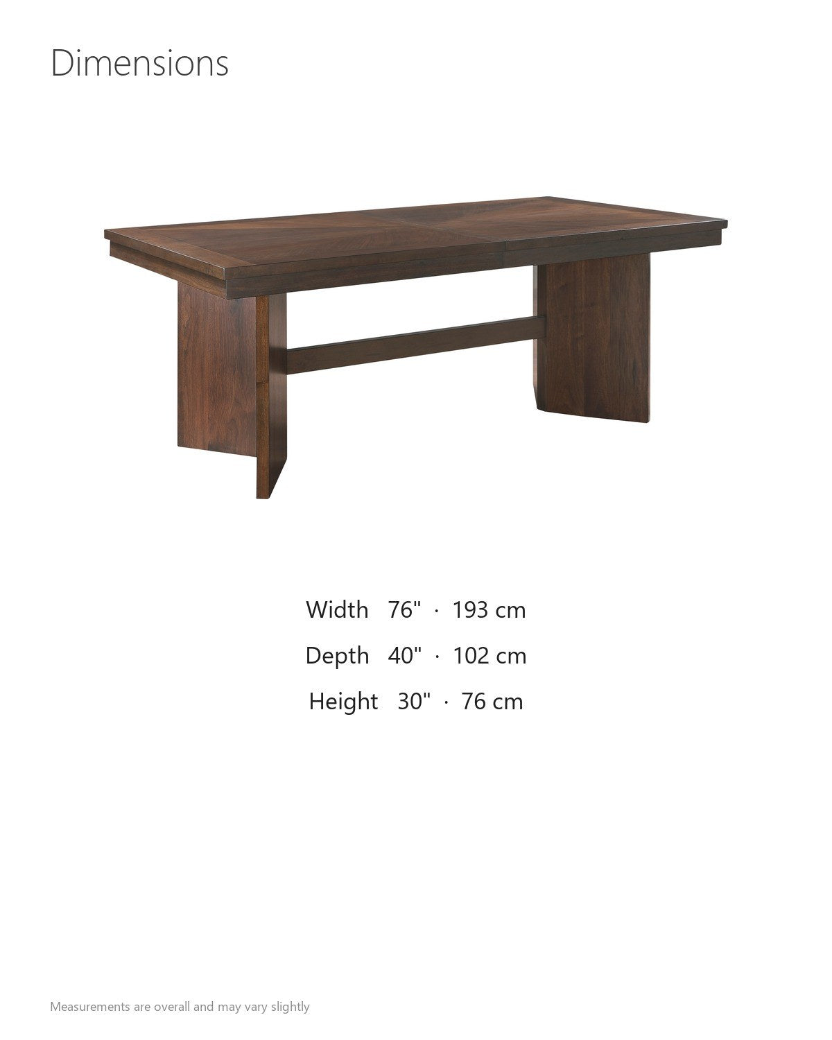 Mongiana 76-94-Inch Extending Rectangular Walnut Veneer Dining Table dimensions